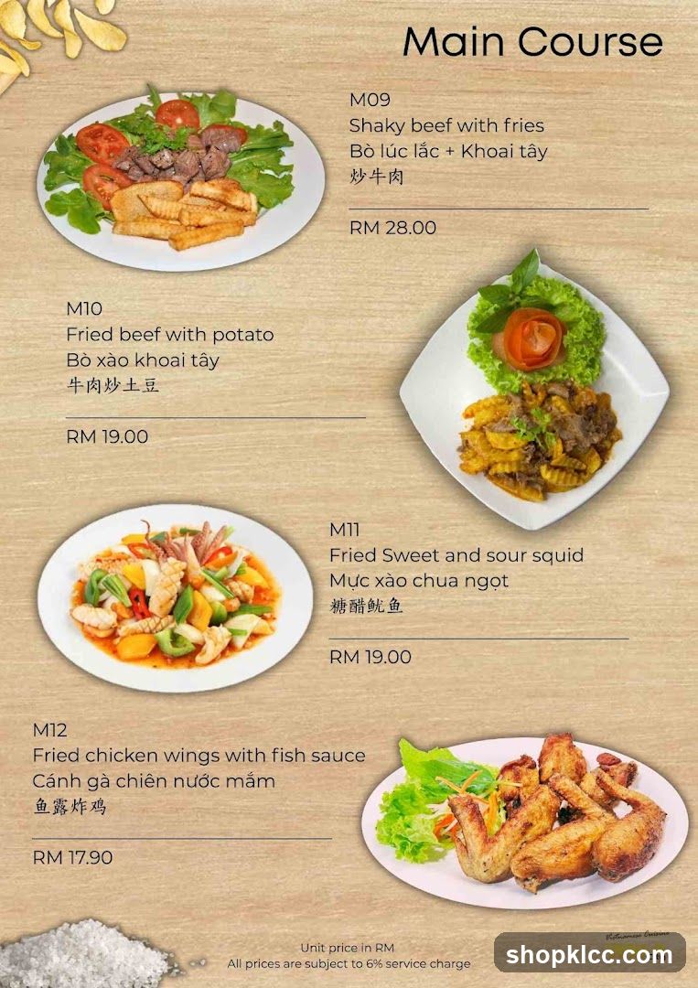 Main Course Menu