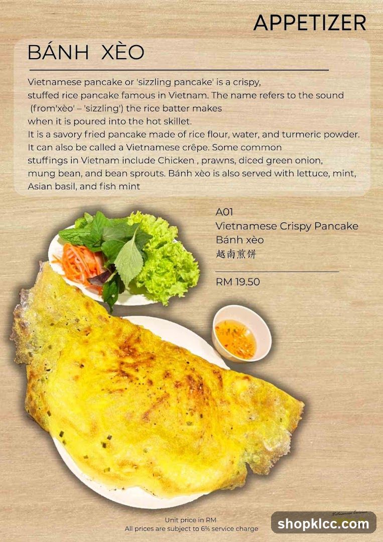 Bánh Xèo Menu Page