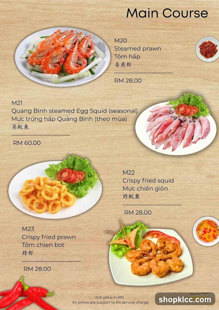 Main Course Menu