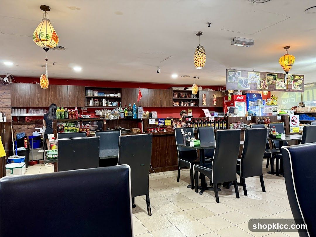 Restaurant Interior with Decorative Lamps