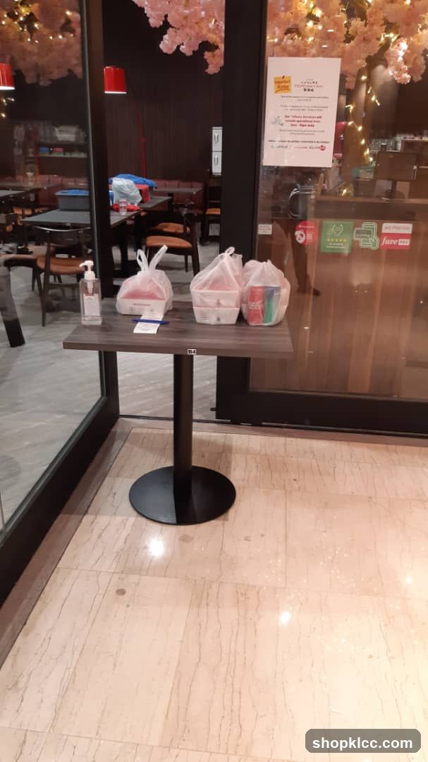 Takeaway Food and Hand Sanitizer