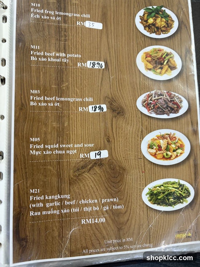 Fried Dishes Menu