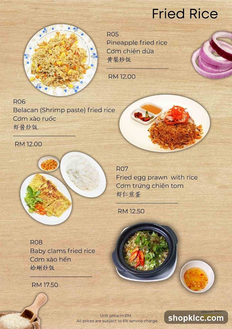 Fried Rice Menu