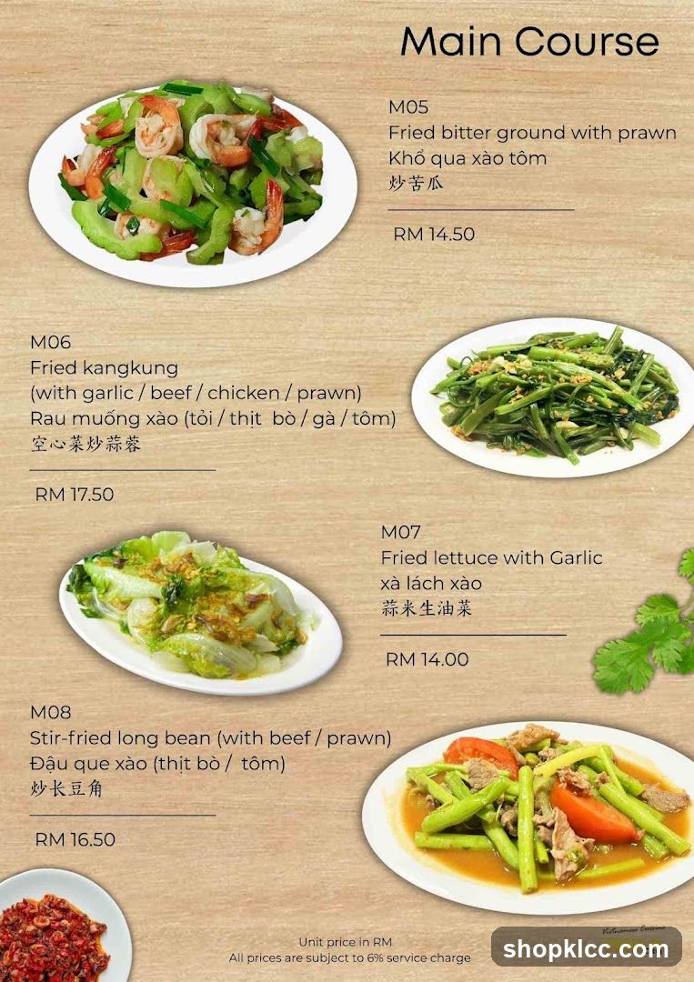 Main Course Menu