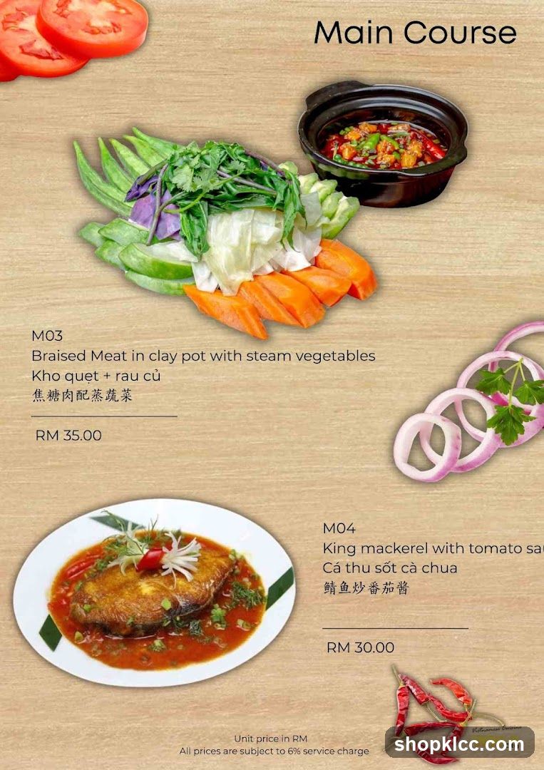 Main Course Menu Page