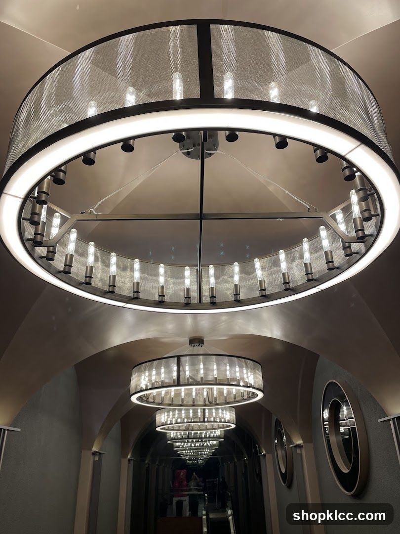Interior Hallway with Circular Chandeliers