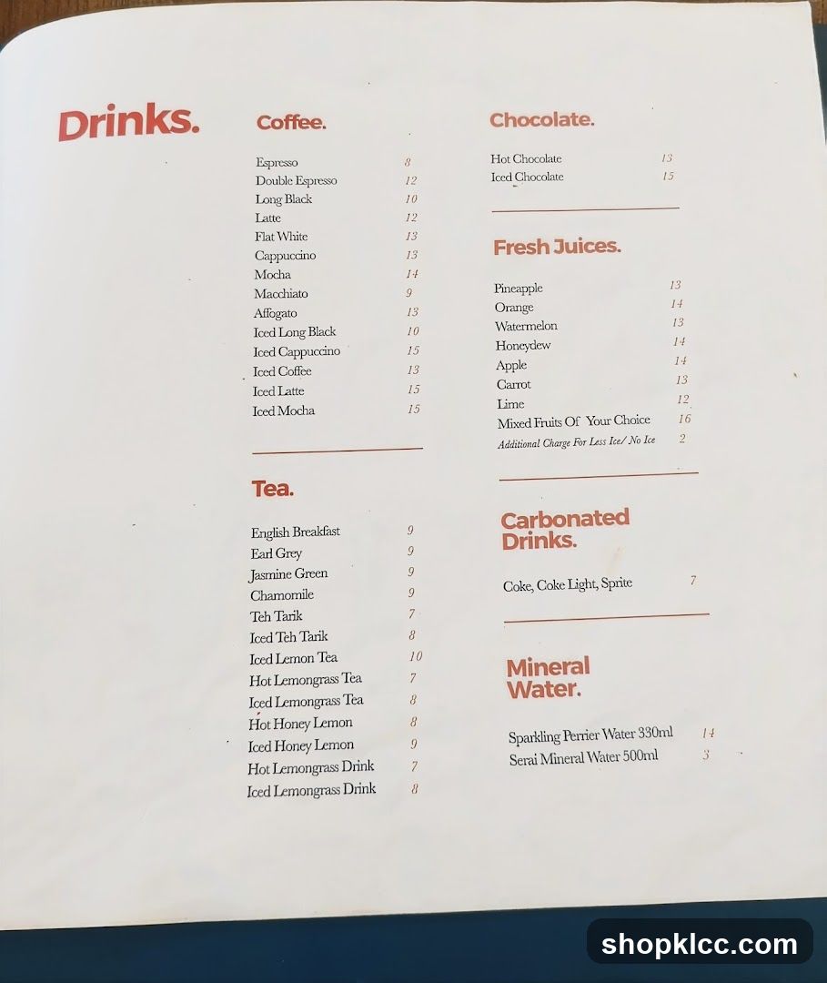 Drinks Menu