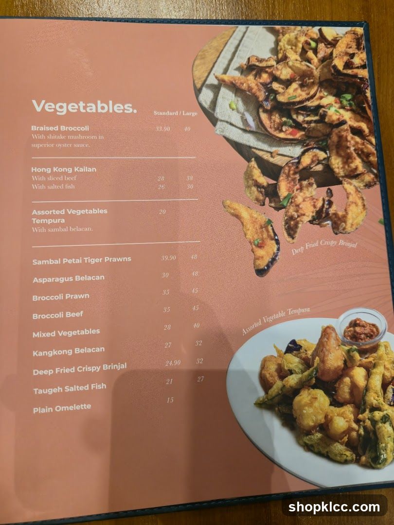 Vegetables Menu