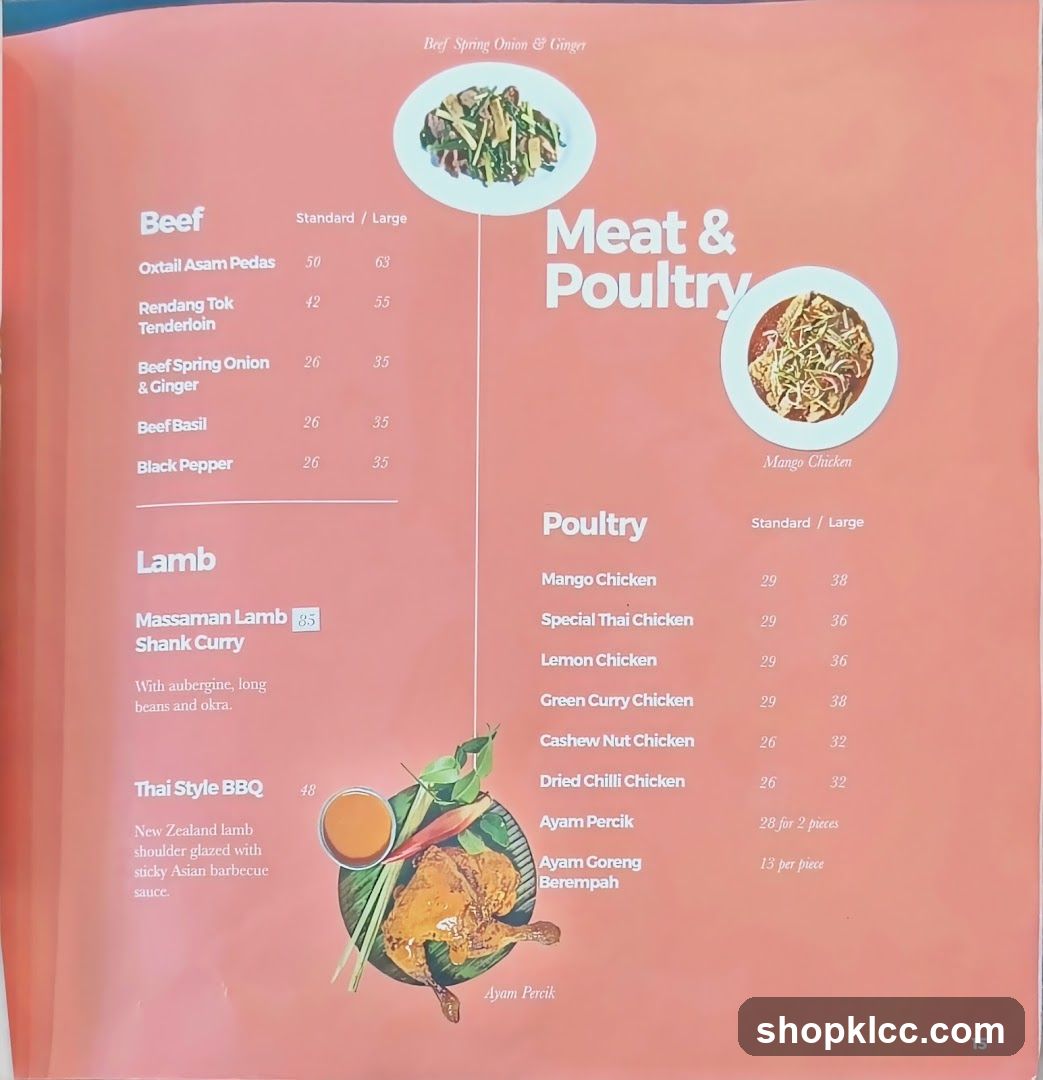 Meat & Poultry Menu