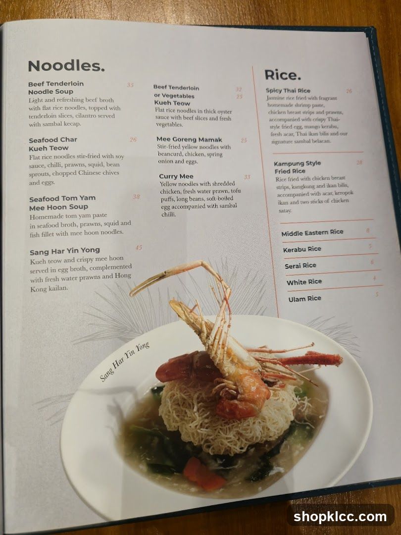 Noodles and Rice Menu
