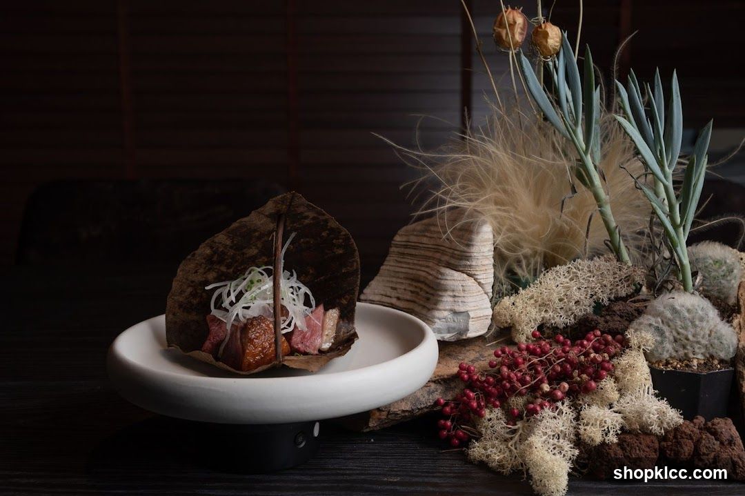 Artistic Food Presentation with Succulents and Seashells