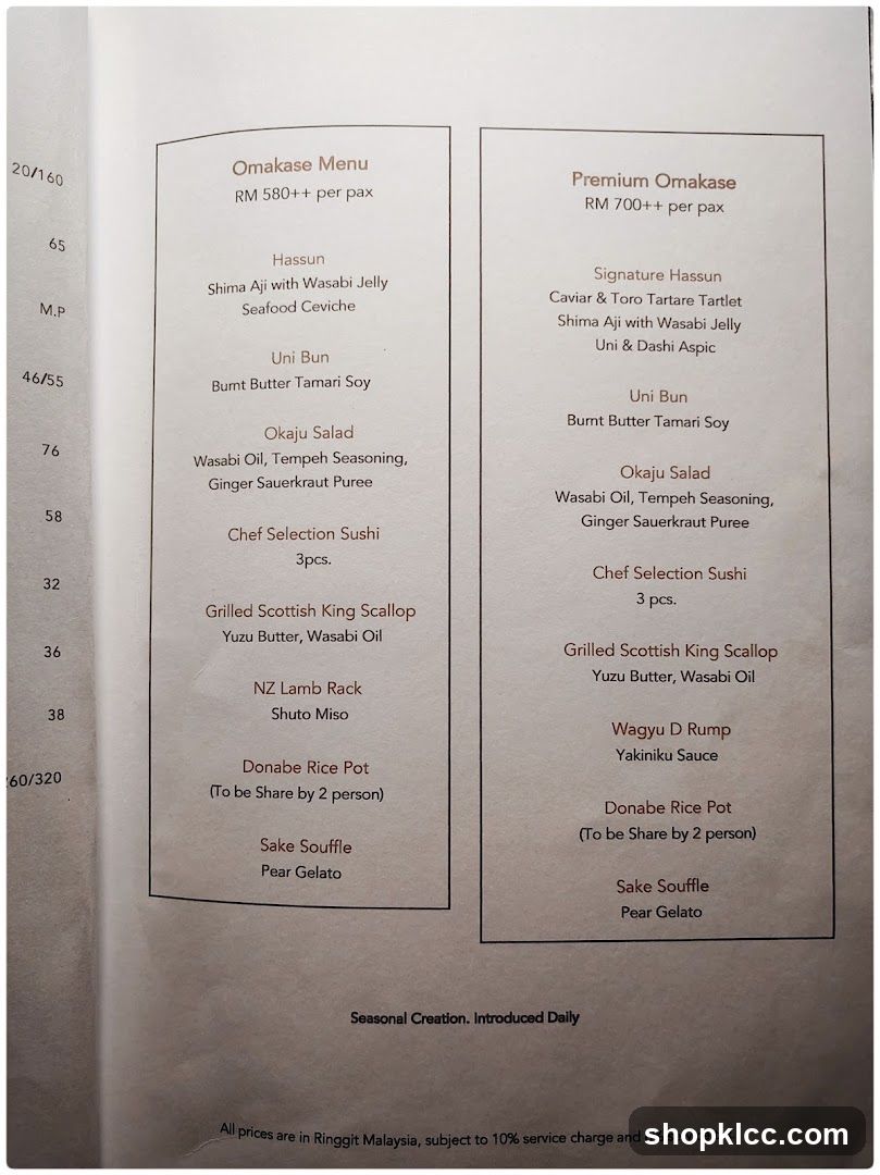 Omakase Menu & Premium Omakase