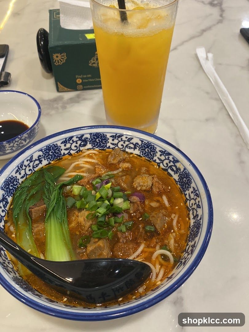Beef Noodle Soup and Orange Juice