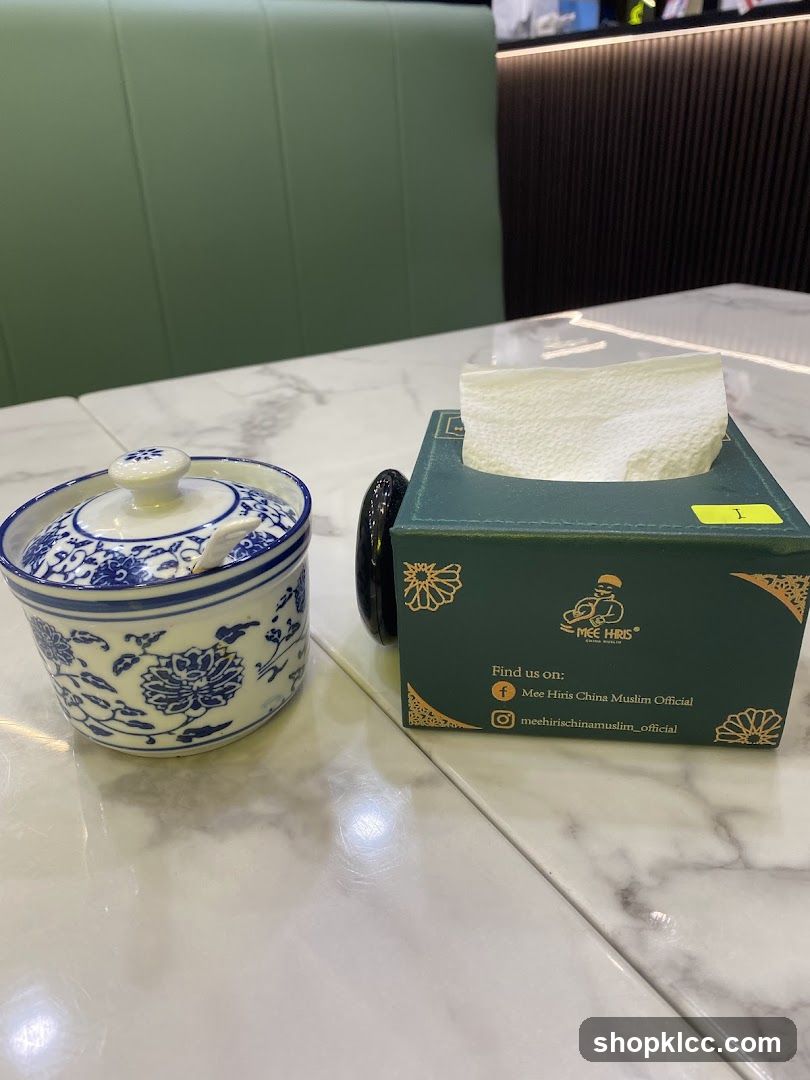 Table Setting with Condiment Holder and Tissue Box