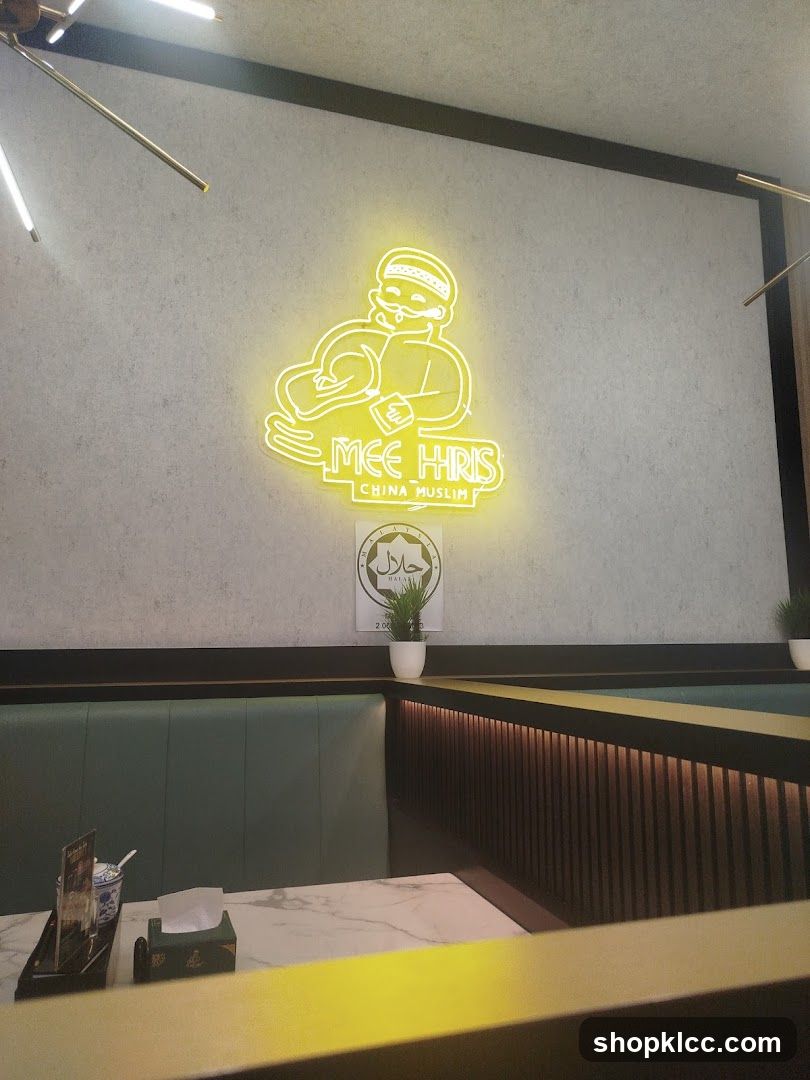 Restaurant Interior with Neon Sign