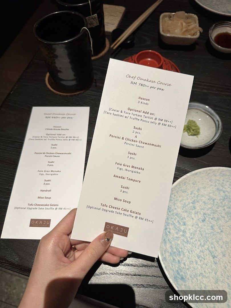 Chef Omakase Course Menu at Okaju