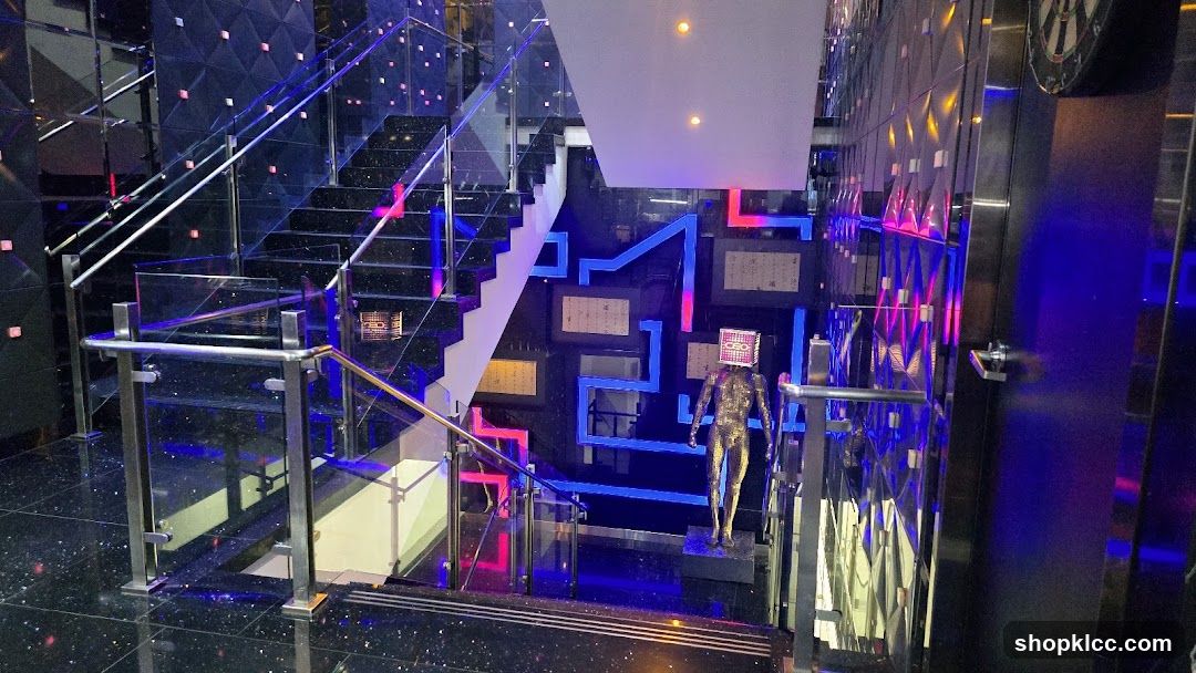 Staircase Interior with Neon Accents