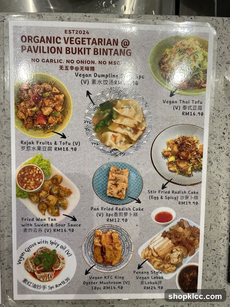 Organic Vegetarian @ Pavilion Bukit Bintang Menu