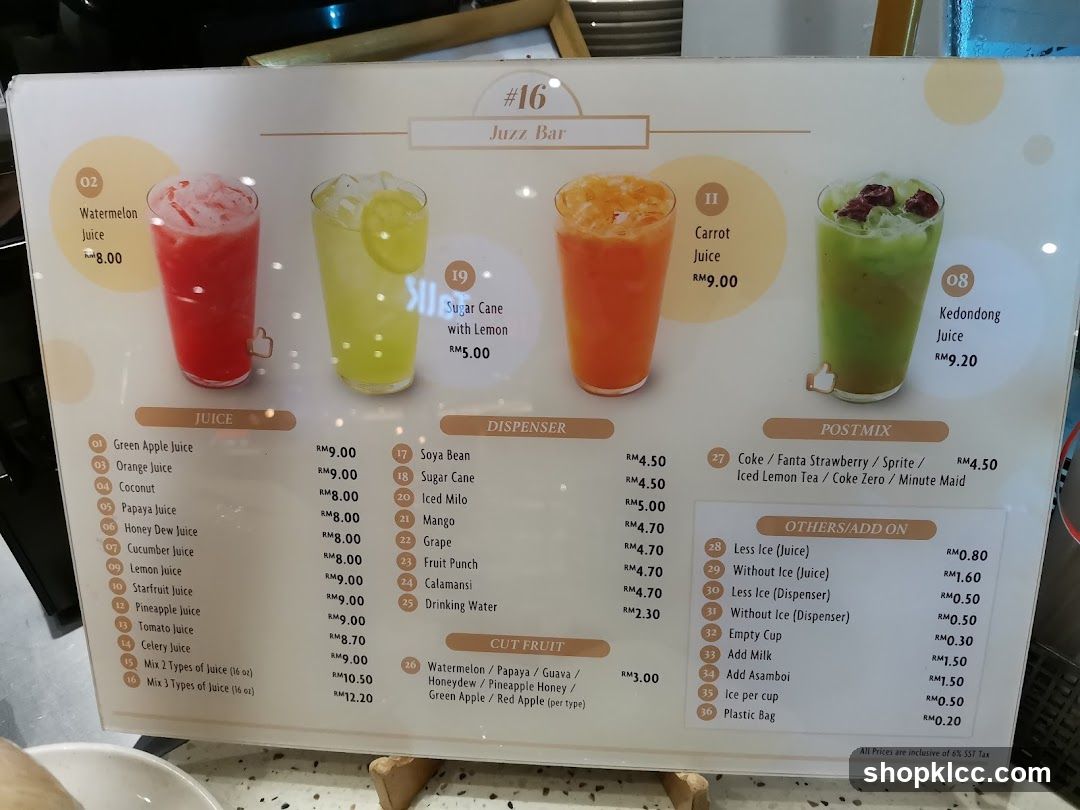 #16 Juzz Bar Menu