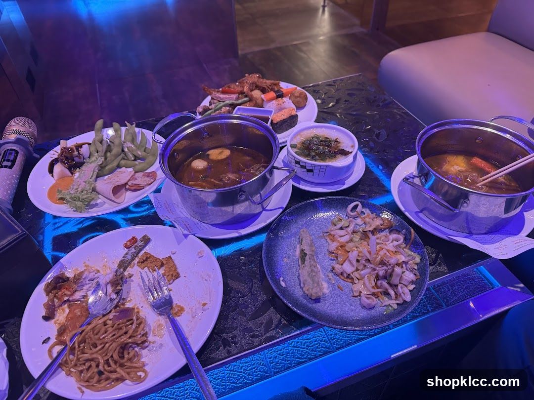 Dining Table with Hot Pot and Side Dishes