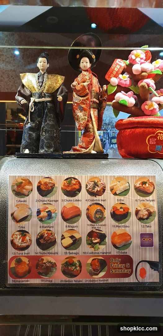 Sushi Display with Traditional Figures