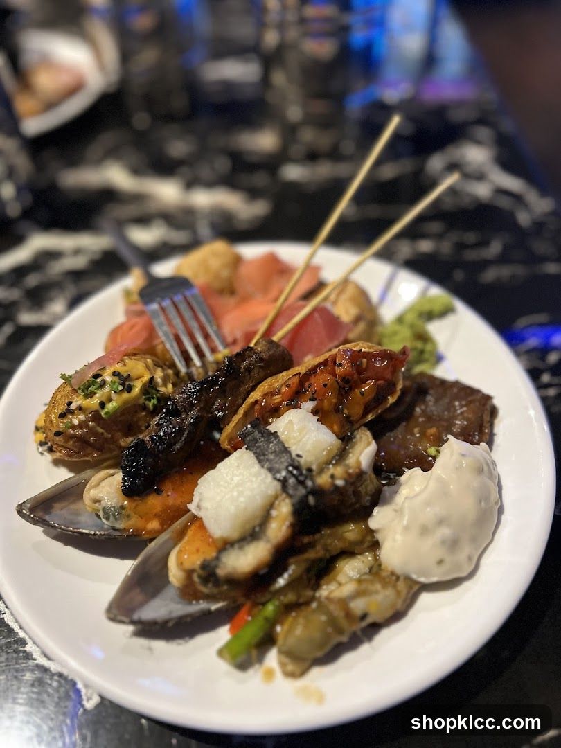Seafood Platter with Skewers and Mussels