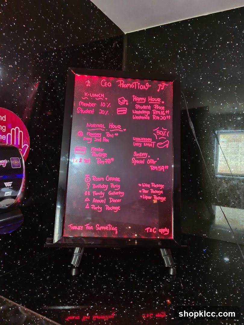 Red-lit Menu Board Display