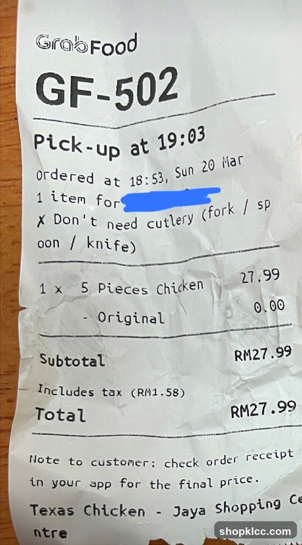 GrabFood Order Receipt
