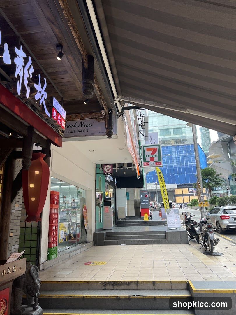 Street View with Shop Entrance and Signage