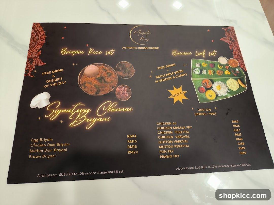 Mangala King Menu