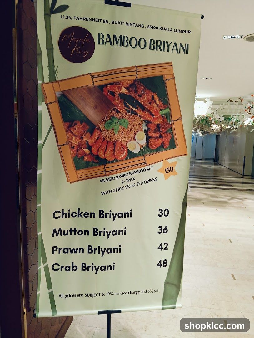 Bamboo Briyani Menu Board