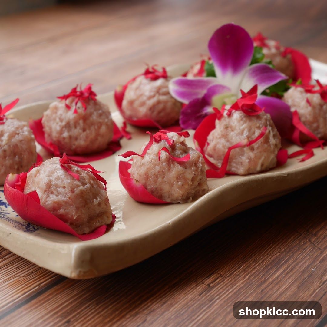 Appetizer Meatballs with Red Garnish