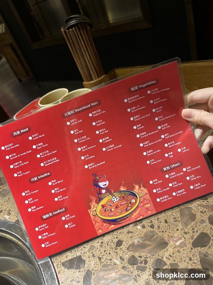 Hot Pot Menu