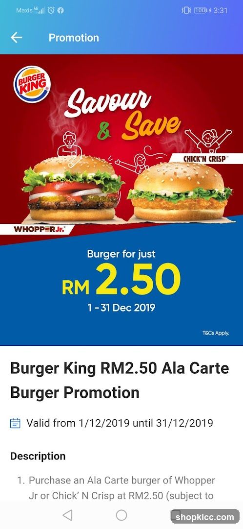 Burger King RM2.50 Promotion