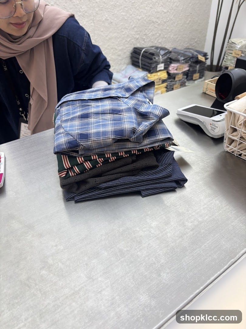Folded Shirts at Counter