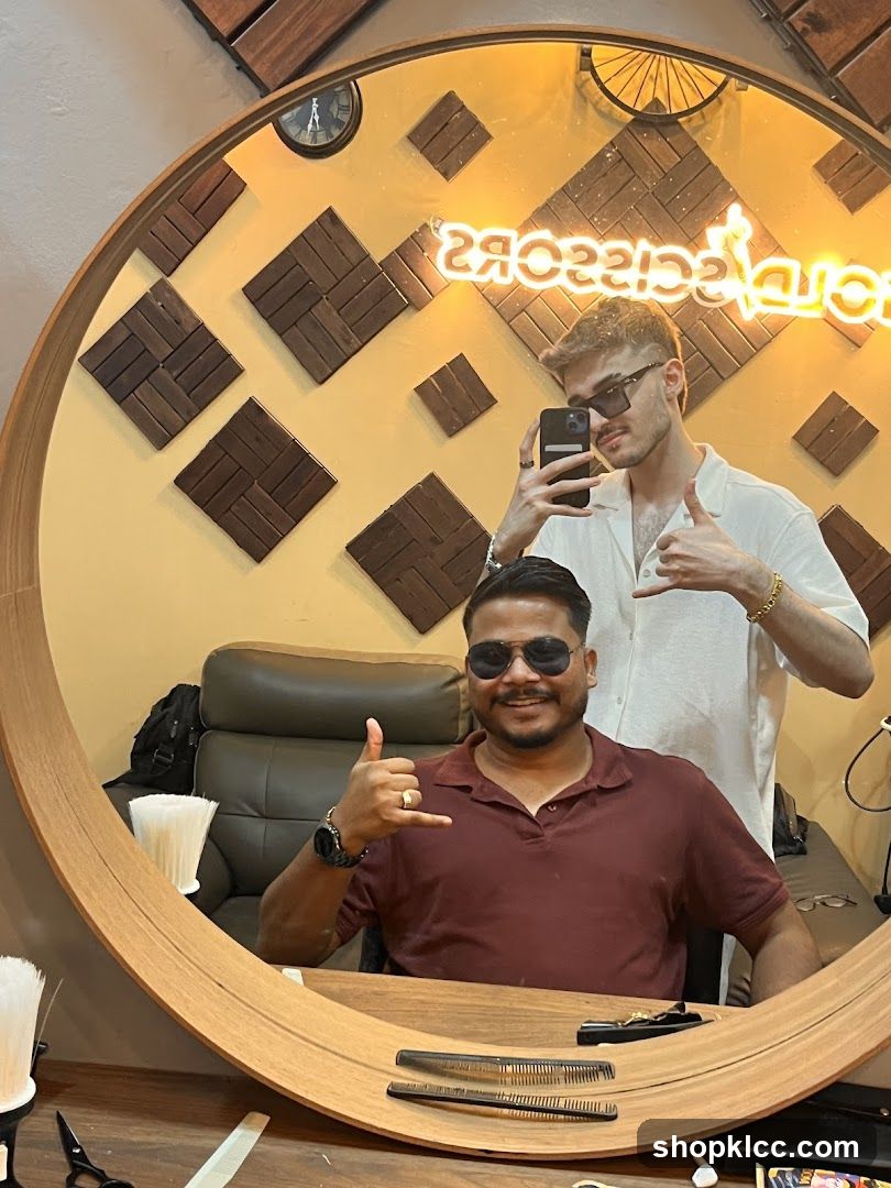 Barbershop Interior Mirror Selfie
