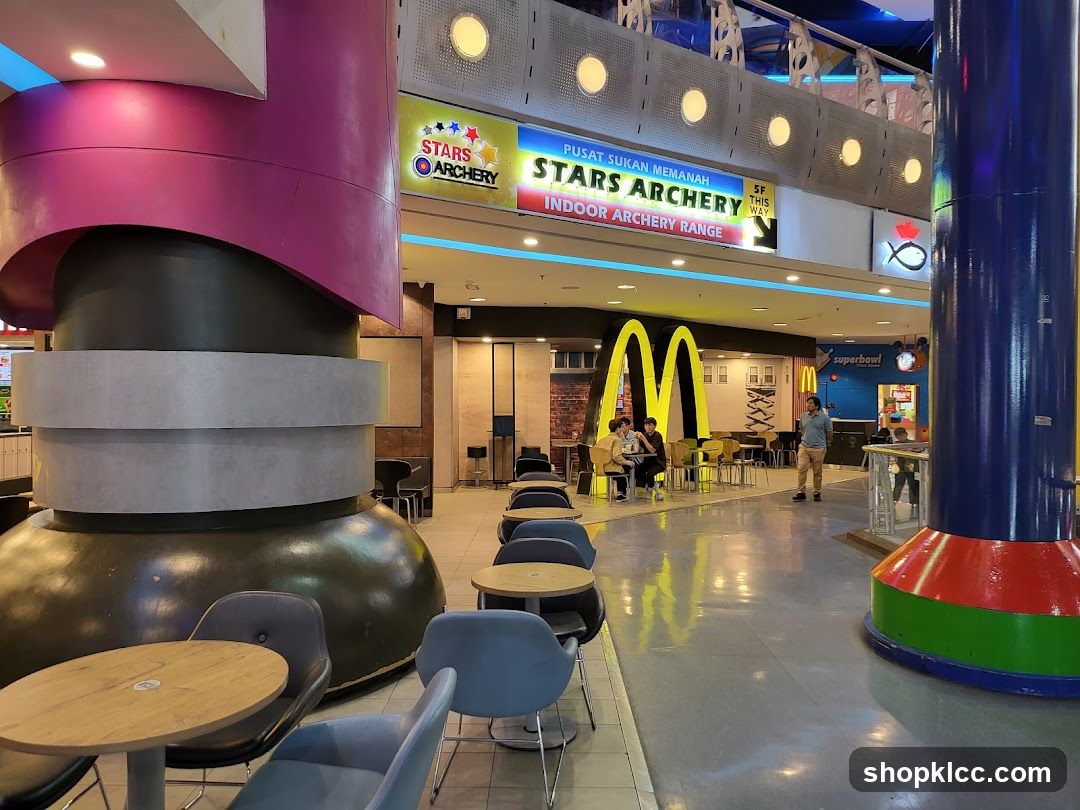 Shopping Mall Interior with Food Court and Archery Range
