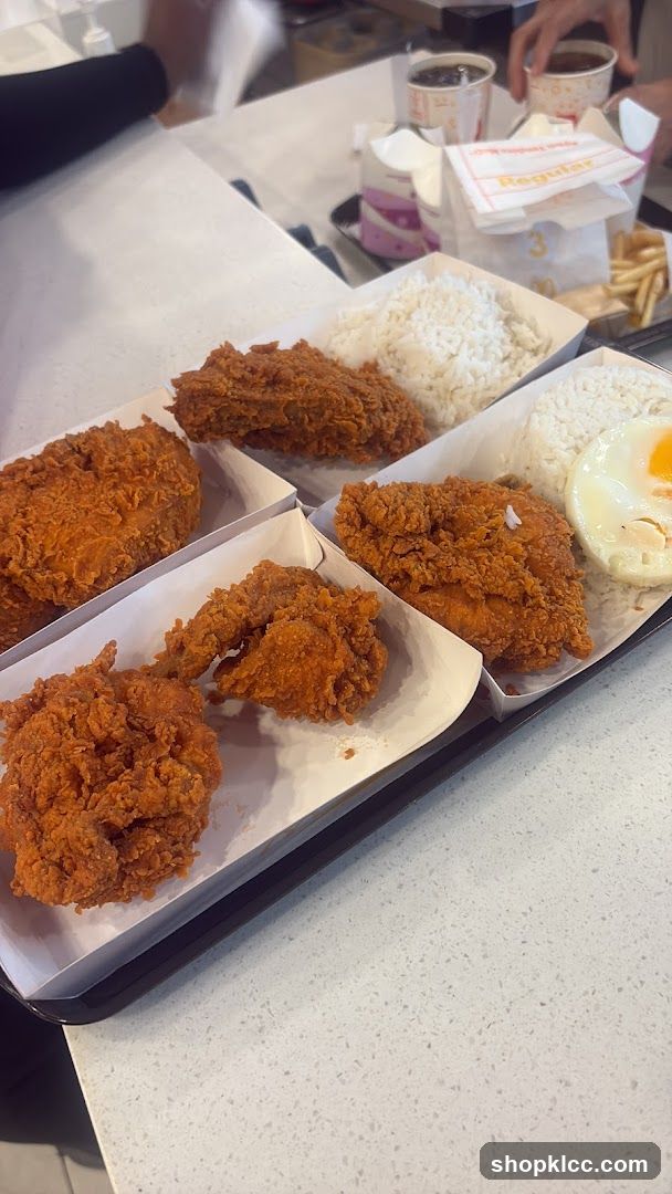 Fried Chicken Meal with Rice and Egg