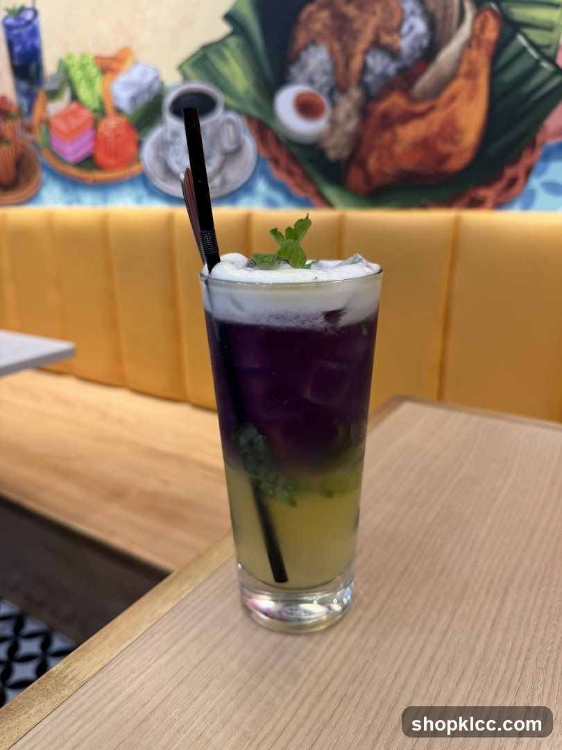 Layered Iced Drink with Mint Garnish
