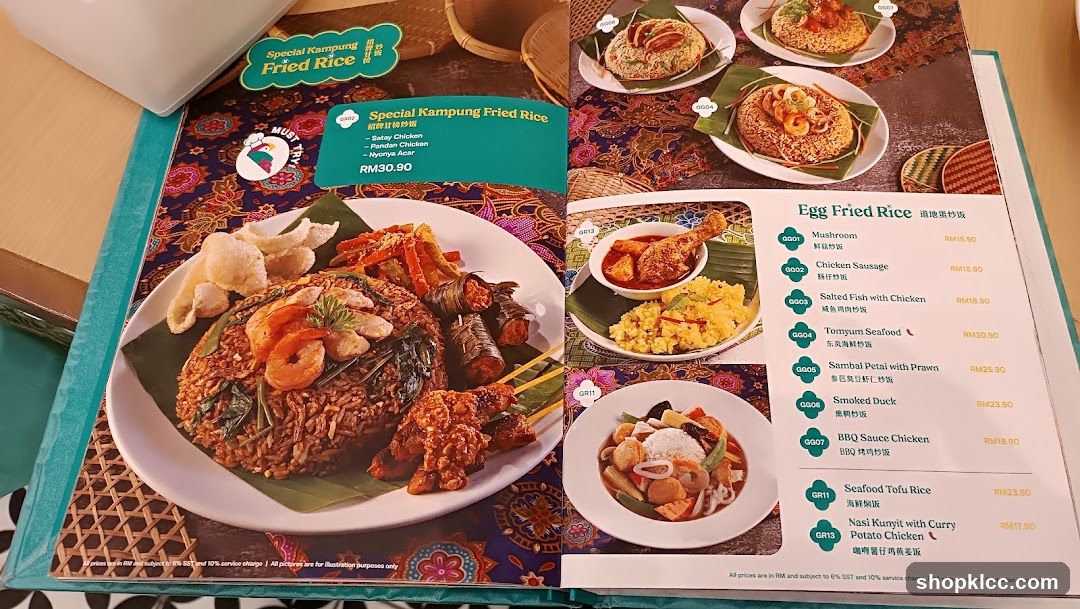 Fried Rice Menu Page