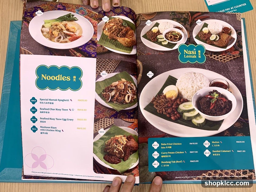 Nasi Lemak & Noodles Menu