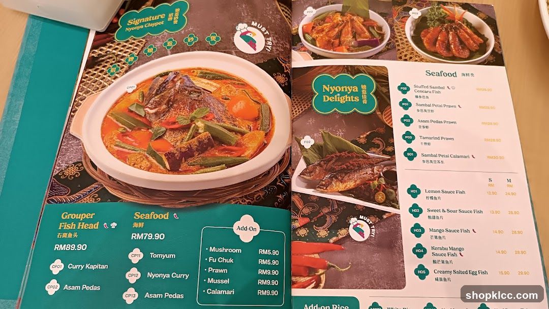 Nyonya Delights Menu