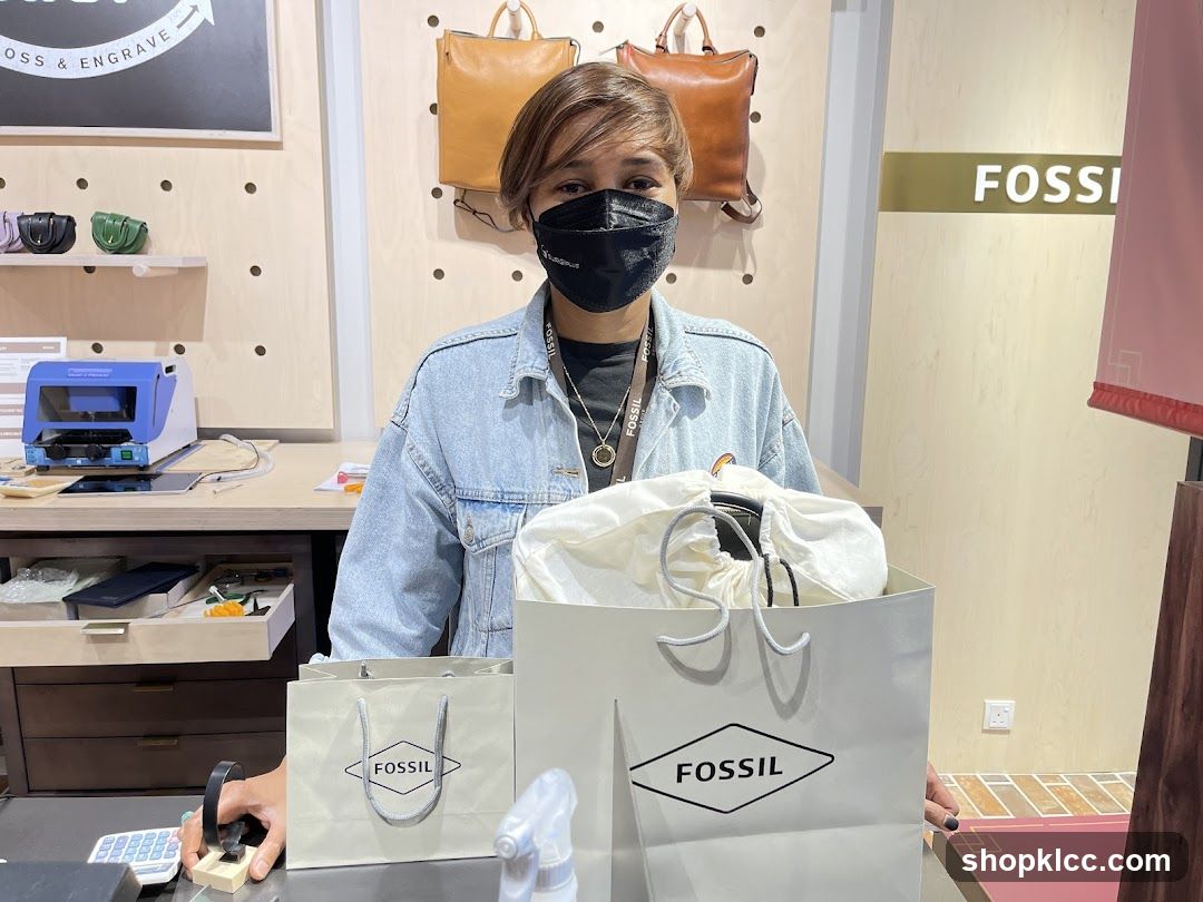 Fossil Store Employee with Shopping Bags