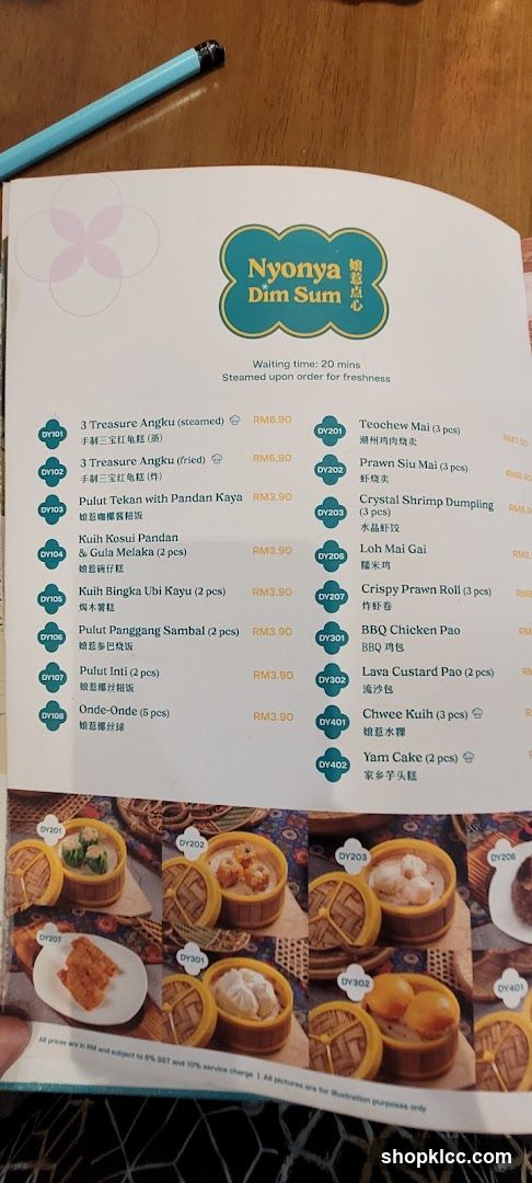 Nyonya Dim Sum Menu