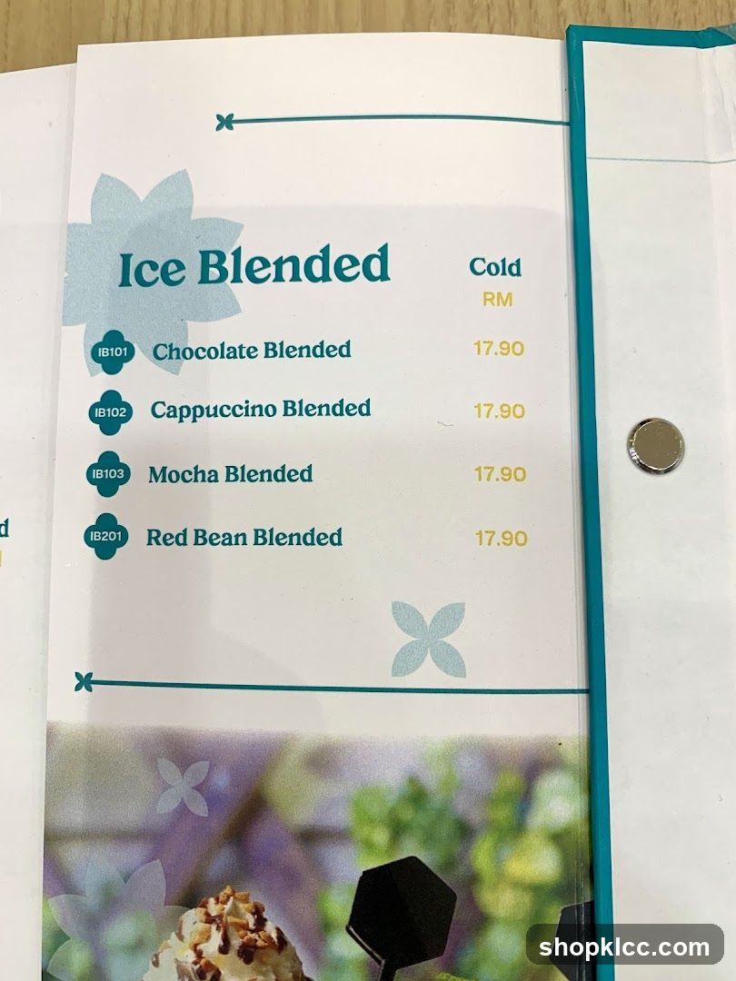 Ice Blended Menu Page