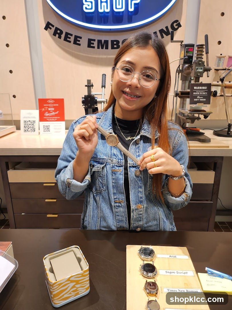 Woman holding a watch
