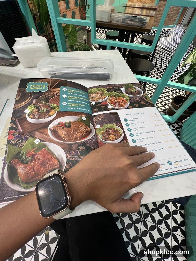 Dining at a restaurant with menu open