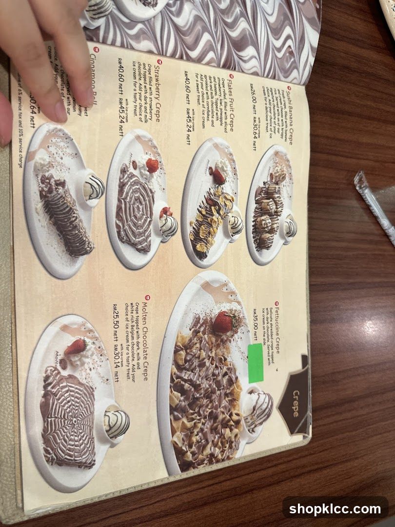 Crepe Menu Page