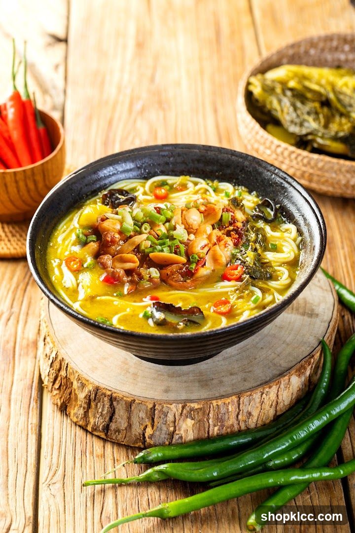Spicy Noodle Bowl with Peanuts and Greens