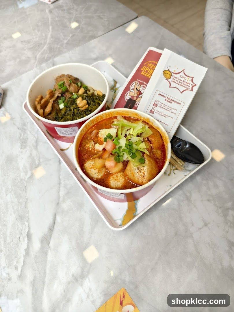 Food Tray with Bowls and Menu Card